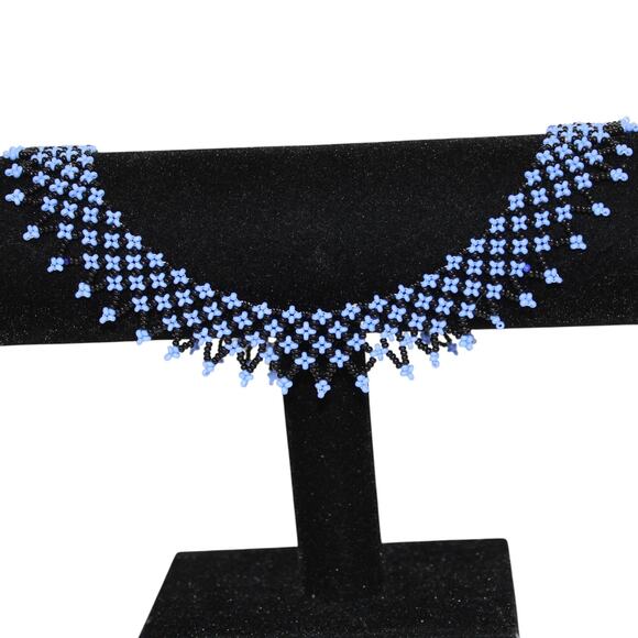Handmade Gorgeous Bead Collar Length Necklace Baby Blue - Picture 2 of 4